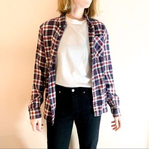 American Apparel Red Blue Plaid Flannel